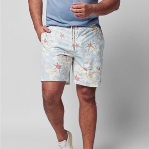 Faherty Mens classic board shirt 7” in blue sky floral 33